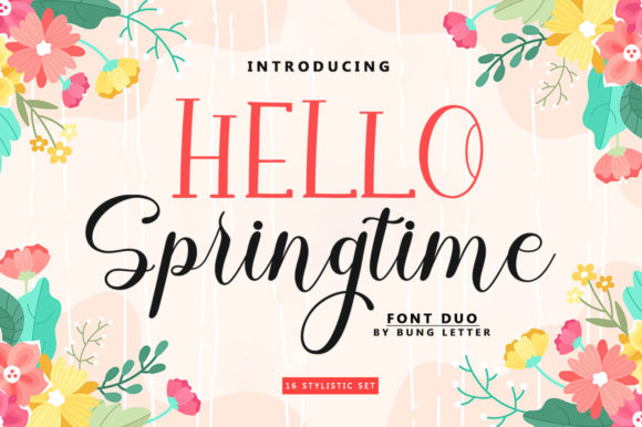 Hello Springtime Font: A Jolly Script & Serif Duo